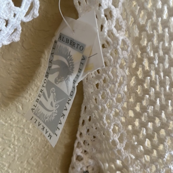 alberto makali white crop top with rhinestones size large - Picture 2 of 3